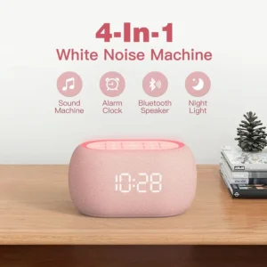 White Noise Sound Machine Alarm Clock with Bluetooth Speaker